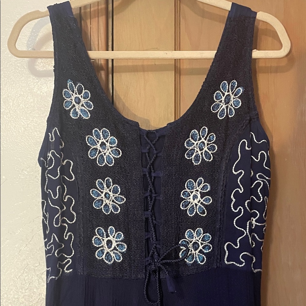 Floral Tie-Dye Navy Dress. corset style and handkerchief hem. Bundle & save!